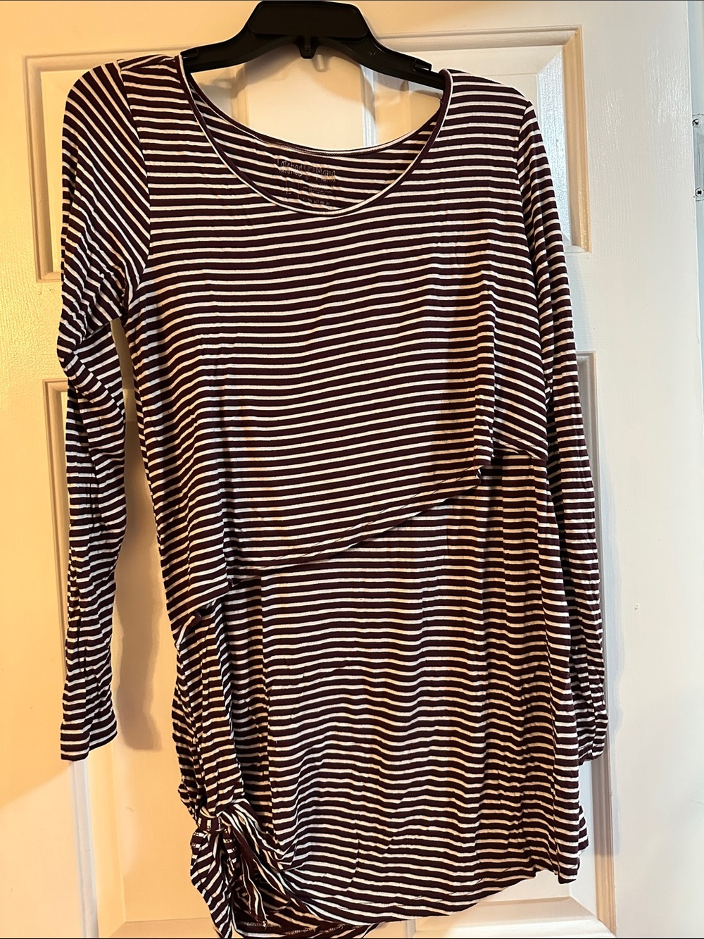 Latched Mama Brown and White Striped Long Sleeve Nursing Top